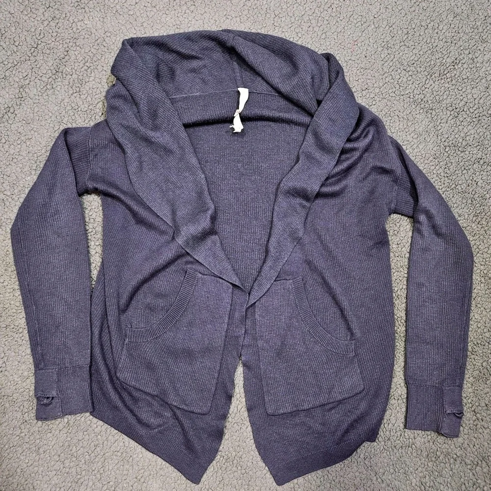 Lululemon Cabin Yogi Wrap Open Front Cardigan Navy Blue Cashmere Blend Size 4